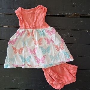 Koala Baby 0-3 Months Girl Butterfly Dress Bloomer Outfit Coral Pink Blue Set